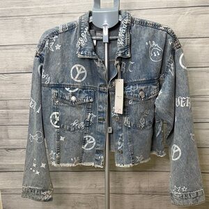 Angel Kiss Los Angeles Cropped Denim Jeans Jacket. Size XL.  NWT, never worn.